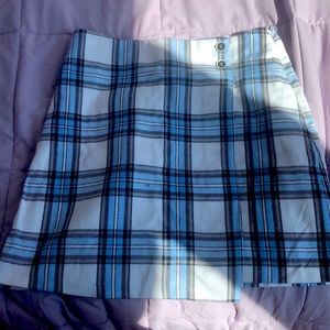 Blue plaid skirt